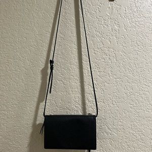 ALLSAINTS Fetch Leather Chain Crossbody Shoulder Wallet Clutch Bag Black